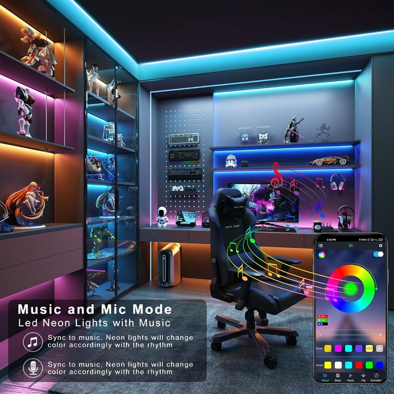 Ledagic Led Lights for Bedroom 200ft (2 * 100FT) Music Sync Color Changing Led Strip Lights, RGB Led Light Strip with Remote and App Control, Cuttable Led Tape Light for Home Decor Gaming Accessories - Image 5